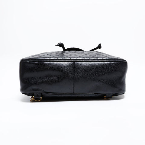 シャネル CHANEL 1番台 1989-1991 キャビアスキン チェーン リュック・デイパック ブラック WS22831