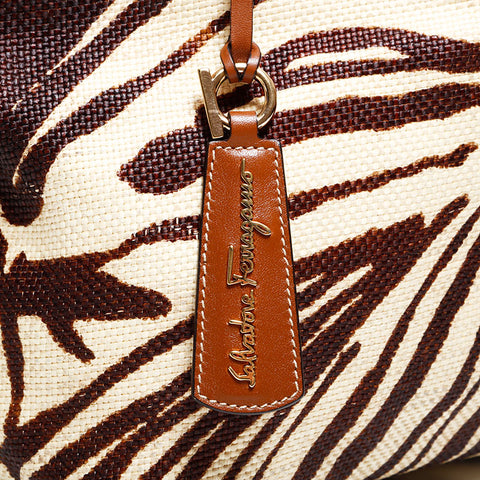 サルヴァトーレフェラガモ Salvatore Ferragamo ストロー カゴバッグ トートバッグ ブラウン WS22833