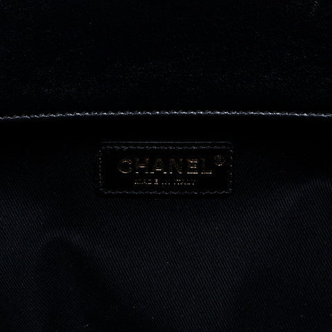 CHANEL No. 24 2017-2018 Wild Stitch Calfskin Caviar Turnlock Tote Shoulder Bag black WS22835