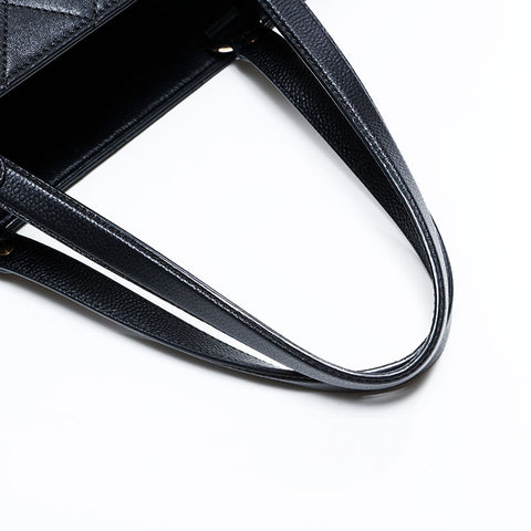 CHANEL No. 24 2017-2018 Wild Stitch Calfskin Caviar Turnlock Tote Shoulder Bag black WS22835