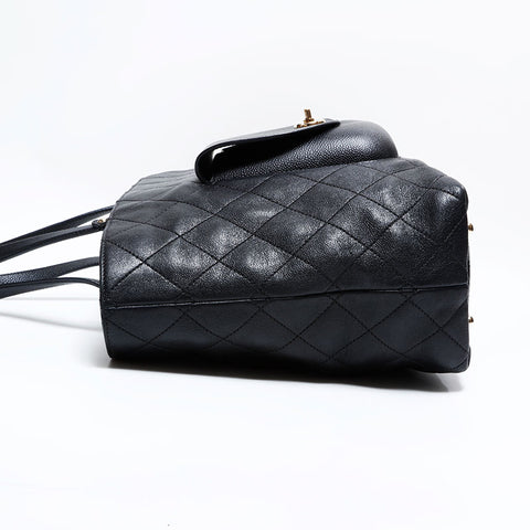 シャネル CHANEL 24番台 2017-2018 ワイルドステッチ カーフ キャビア ターンロック トート ショルダーバッグ ブラック WS22835