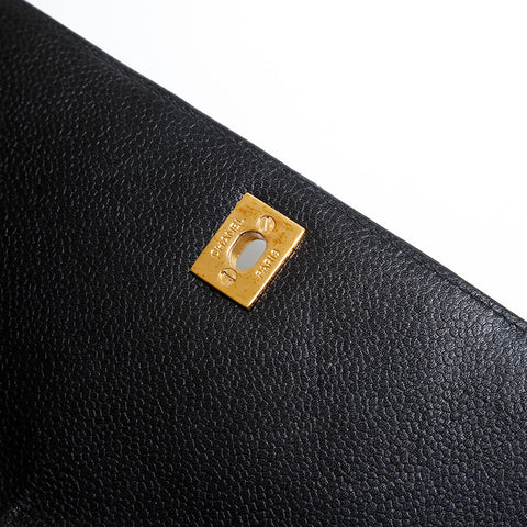 シャネル CHANEL 4番台 1996-1997 キャビア マトラッセ スクエア ショルダーバッグ ブラック WS22836