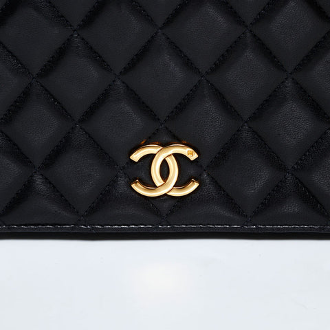 シャネル CHANEL 4番台 1996-1997 ラムスキン フルフラップ チェーン ショルダーバッグ ブラック WS22837