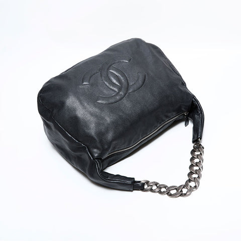 CHANEL No. 13 2009-2010 Caviar Skin COCO Mark Shoulder Bag black WS22838