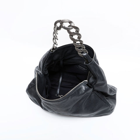 CHANEL No. 13 2009-2010 Caviar Skin COCO Mark Shoulder Bag black WS22838