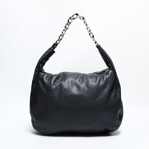 CHANEL No. 13 2009-2010 Caviar Skin COCO Mark Shoulder Bag black WS22838