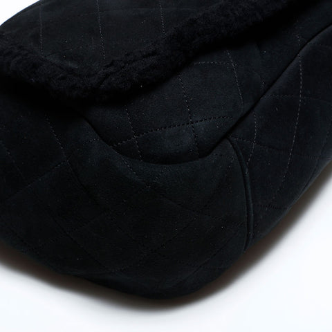 シャネル CHANEL 9番台 2004-2005 ボア フラップ チェーン ムートン ショルダーバッグ ブラック WS22839