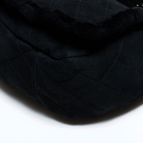 シャネル CHANEL 9番台 2004-2005 ボア フラップ チェーン ムートン ショルダーバッグ ブラック WS22839