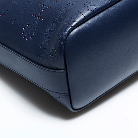 シャネル CHANEL 27番台 2019 2way ポーチ付き パンチング ロゴ チェーン トートバッグ ネイビー WS22840