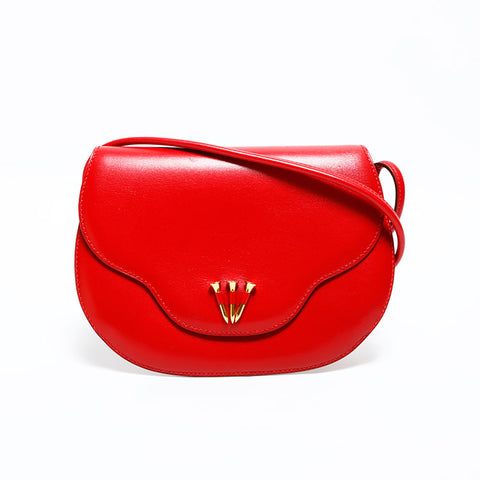 エルメス HERMES レザー 釘 ショルダーバッグ レッド WS22845