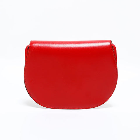 HERMES Leather Nails Shoulder Bag Red WS22845