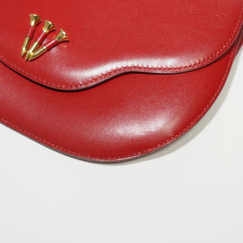 HERMES Leather Nails Shoulder Bag Red WS22845