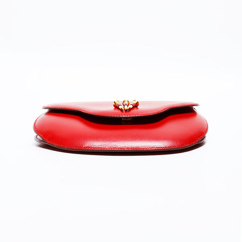 HERMES Leather Nails Shoulder Bag Red WS22845