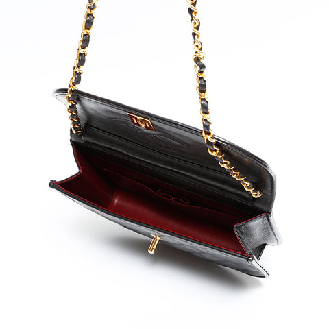 CHANEL No. 3 1994-1996 Lambskin Paris Limited Edition Flap Shoulder Bag black WS22846