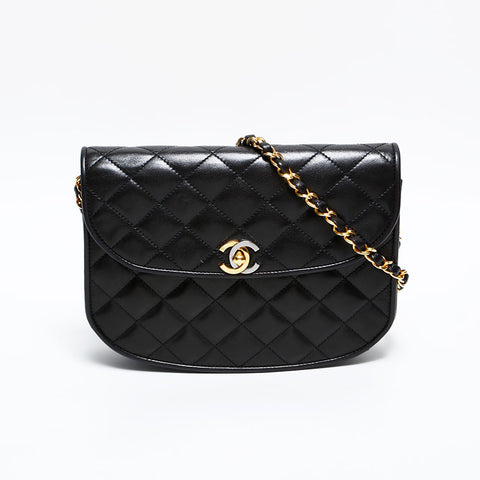 CHANEL 3 Series 1994–1996 Lambskin Paris Limited Flap Shoulder Bag Black WS22846