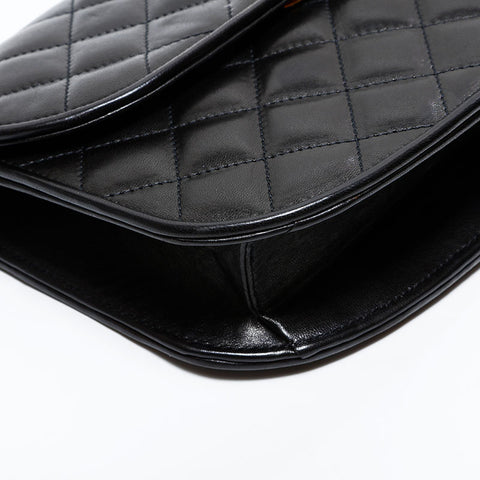 CHANEL No. 3 1994-1996 Lambskin Paris Limited Edition Flap Shoulder Bag black WS22846