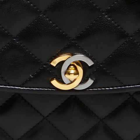 CHANEL No. 3 1994-1996 Lambskin Paris Limited Edition Flap Shoulder Bag black WS22846