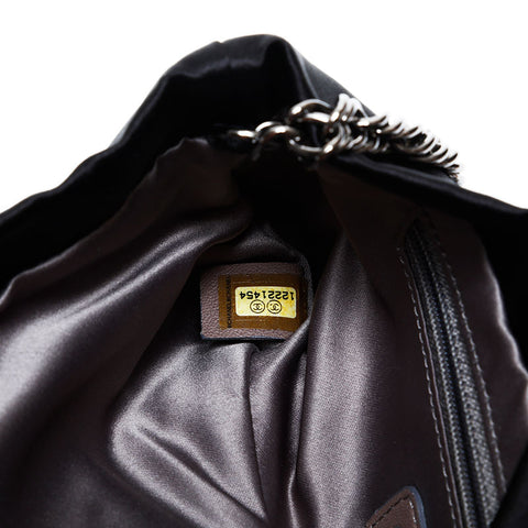 シャネル CHANEL 12番台 2008-2009 サテン チェーン リボン ショルダーバッグ ブラック WS22847