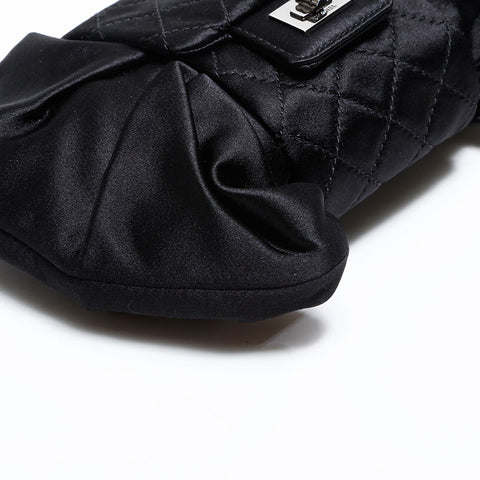 CHANEL Nr. 12 2008-2009 Satin Chain Ribbon Umhängetasche schwarz WS22847