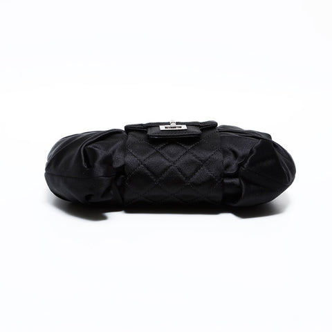 CHANEL Nr. 12 2008-2009 Satin Chain Ribbon Umhängetasche schwarz WS22847