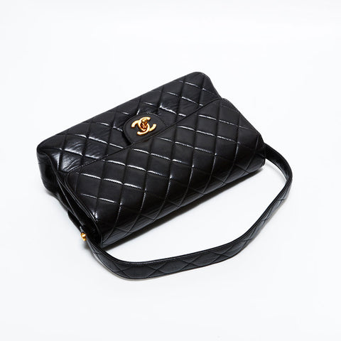 CHANEL No. 4 1996-1997 Lambskin Double Face Handbag black WS22848