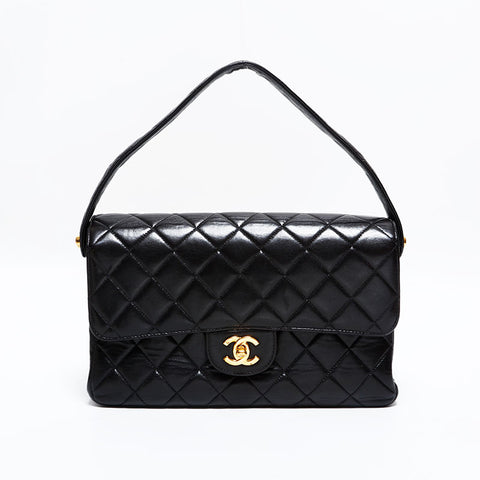 CHANEL No. 4 1996-1997 Lambskin Double Face Handbag black WS22848