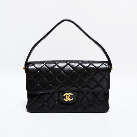 CHANEL No. 4 1996-1997 Lambskin Double Face Handbag black WS22848
