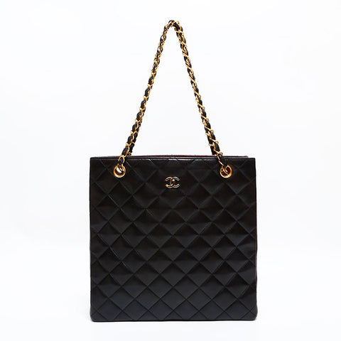 CHANEL No. 3 1994-1996 Lambskin Matelasse Shoulder Bag black WS22849