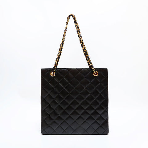 CHANEL No. 3 1994-1996 Lambskin Matelasse Shoulder Bag black WS22849