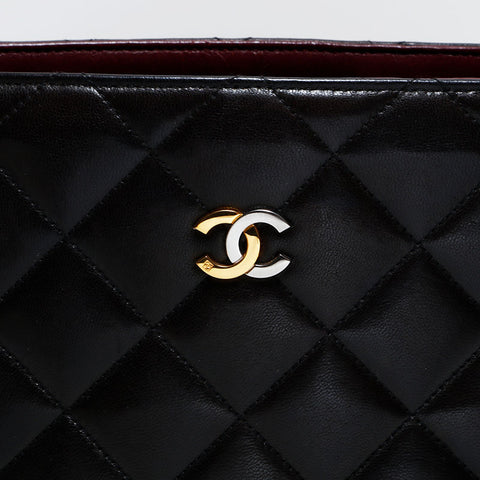 CHANEL No. 3 1994-1996 Lambskin Matelasse Shoulder Bag black WS22849