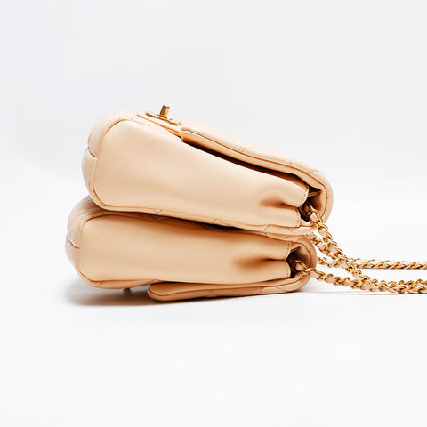 シャネル CHANEL 27番台 2019 ラムスキン マトラッセ ダブルバッグ チェーン 双子 ショルダーバッグ ベージュ WS22852