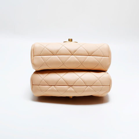 シャネル CHANEL 27番台 2019 ラムスキン マトラッセ ダブルバッグ チェーン 双子 ショルダーバッグ ベージュ WS22852