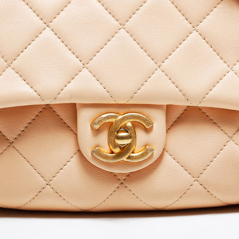 シャネル CHANEL 27番台 2019 ラムスキン マトラッセ ダブルバッグ チェーン 双子 ショルダーバッグ ベージュ WS22852