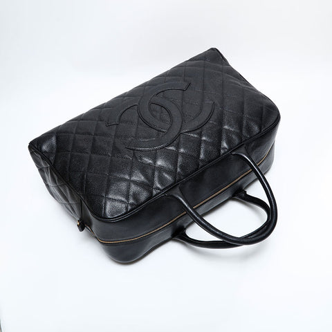 CHANEL Caviar Skin Matrasse Boston bag black WS22854