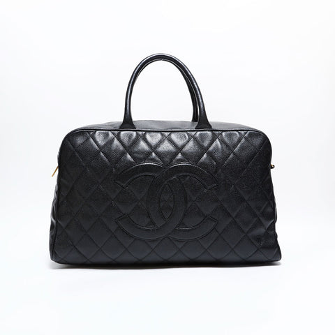 CHANEL Caviar Skin Matrasse Boston bag black WS22854