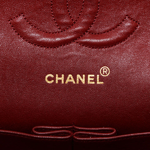 シャネル CHANEL 1番台 1989-1991 ラムスキン ダブルフラップ チェーン マトラッセ 25cm ショルダーバッグ ブラック WS22855