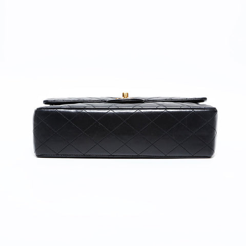 シャネル CHANEL 1番台 1989-1991 ラムスキン ダブルフラップ チェーン マトラッセ 25cm ショルダーバッグ ブラック WS22855