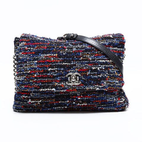 CHANEL No. 21 2015-2016 Tweed Wool Flap Shoulder Bag multicolor WS22856