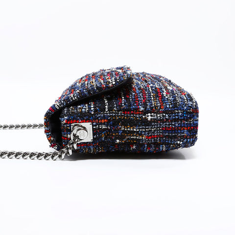 CHANEL No. 21 2015-2016 Tweed Wool Flap Shoulder Bag multicolor WS22856