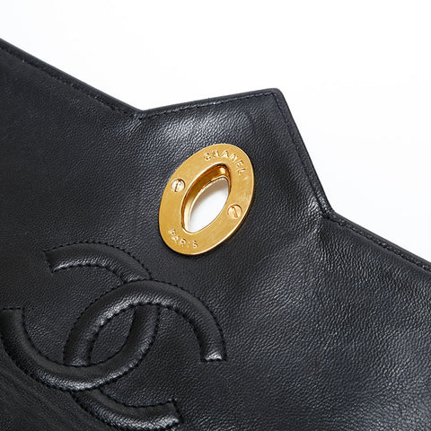 シャネル CHANEL ラムスキン マトラッセ チェーン ショルダーバッグ ブラック WS22858