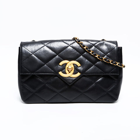 シャネル CHANEL ラムスキン マトラッセ チェーン ショルダーバッグ ブラック WS22858
