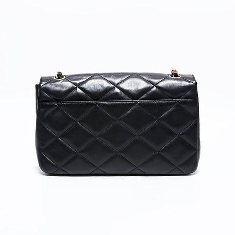 シャネル CHANEL ラムスキン マトラッセ チェーン ショルダーバッグ ブラック WS22858