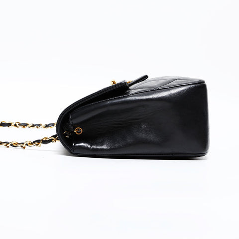 シャネル CHANEL ラムスキン マトラッセ チェーン ショルダーバッグ ブラック WS22858