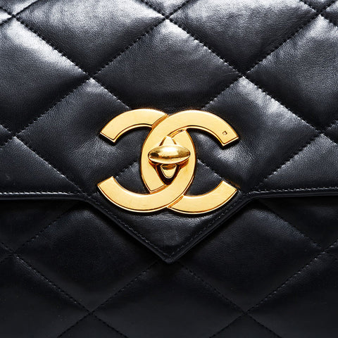 シャネル CHANEL ラムスキン マトラッセ チェーン ショルダーバッグ ブラック WS22858