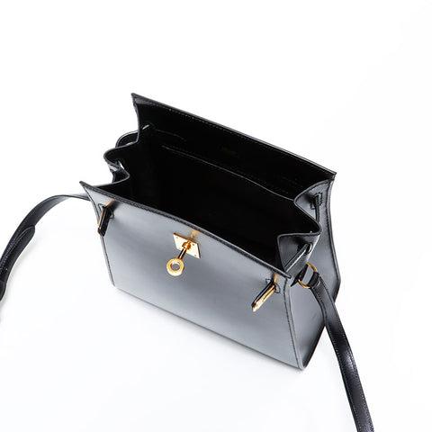 HERMÈS ⚪︎X Stamped Kelly Sport MM 1994 Sac à bandoulière en veau box noir WS22860