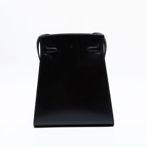 HERMÈS ⚪︎X Stamped Kelly Sport MM 1994 Sac à bandoulière en veau box noir WS22860