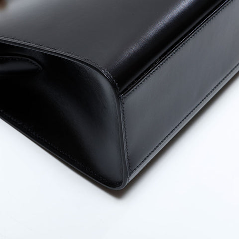 HERMÈS ⚪︎X Stamped Kelly Sport MM 1994 Sac à bandoulière en veau box noir WS22860