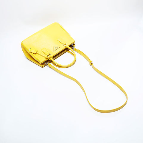 PRADA Saffiano Leather 2way Handbag yellow WS22865