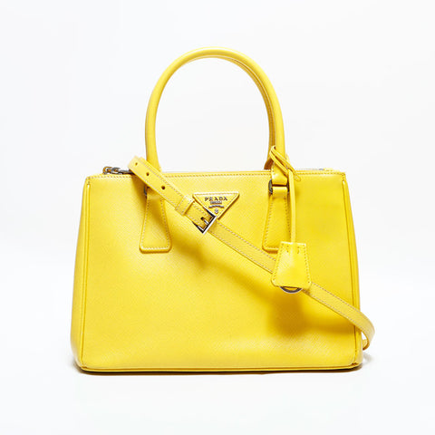 PRADA Saffiano Leather 2way Handbag yellow WS22865