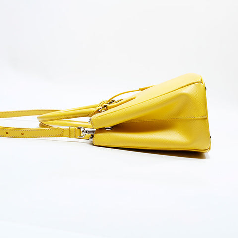 PRADA Saffiano Leather 2way Handbag yellow WS22865